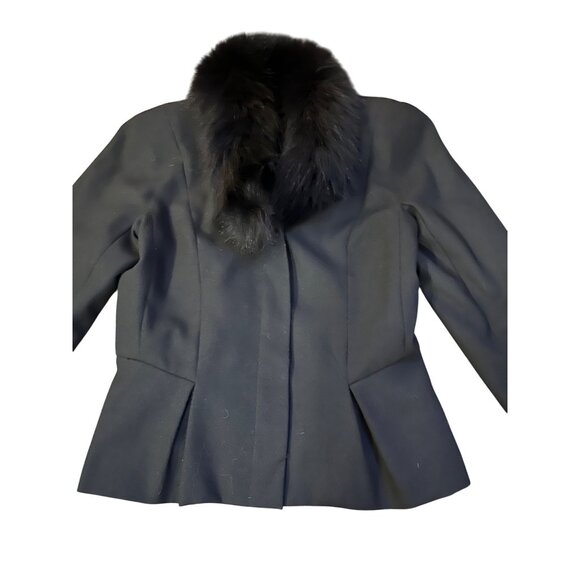 Vintage Peplum Jacket Womens S? Used Black Lined Fuzzy Collar - Picture 3 of 16